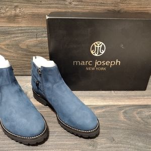 Marc Joseph Womens Columbus Circle Ice Blue Nubuck Ankle Boots Size 7.5
